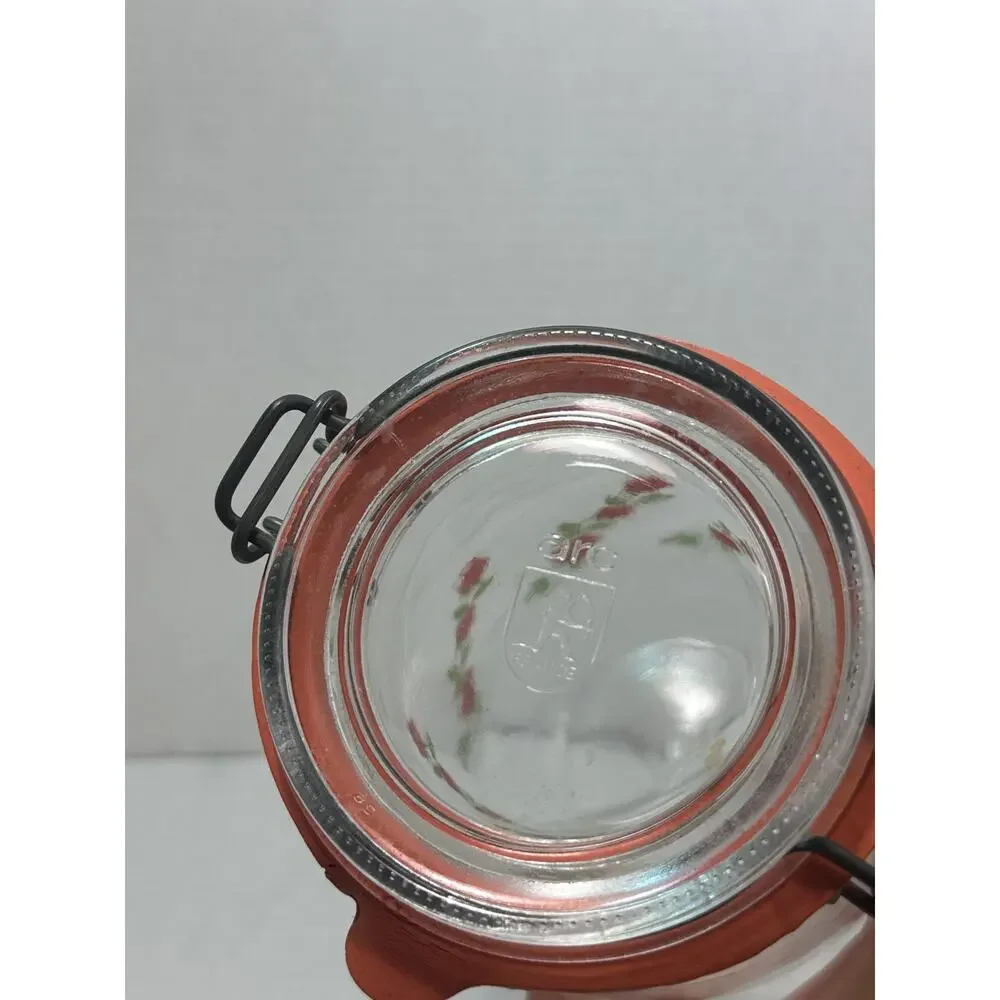 Vintage ARC Red Roses / Flowers Jar / Cannister Made in France 1.5 L
